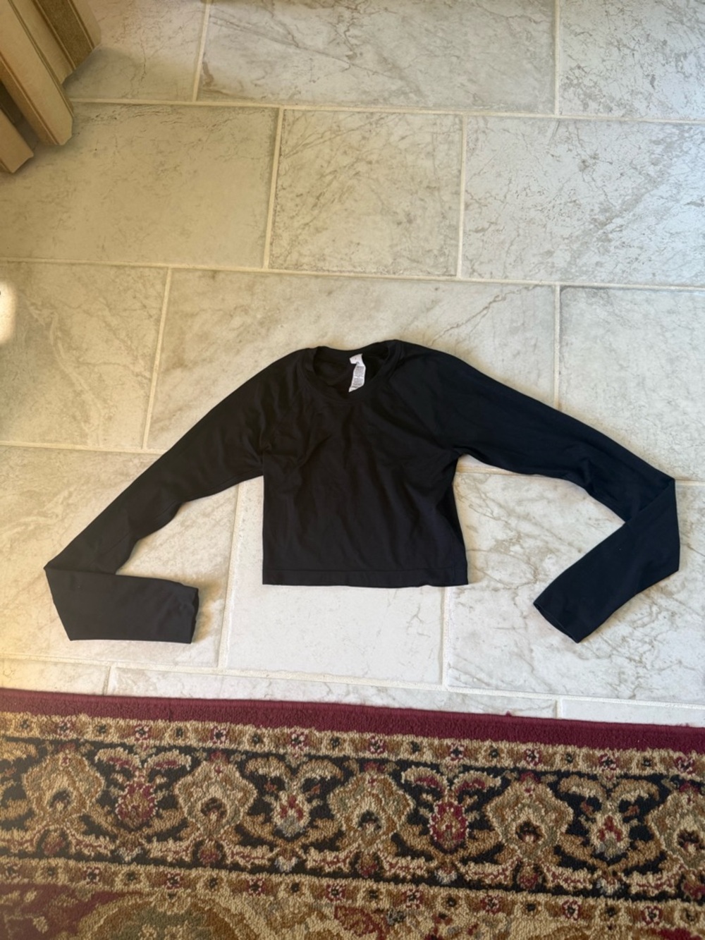 Lululemon Black Cropped Long-Sleeve Top